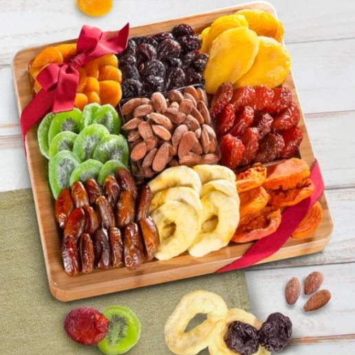 Bamboo Tray with Fruits & Nuts